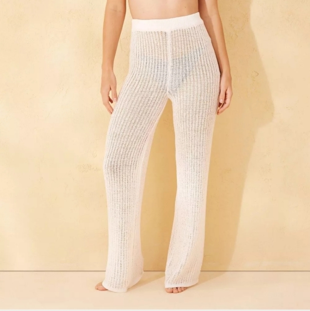 Women's Crochet Cover Up Pants - Shade & Shore White S(4-6)